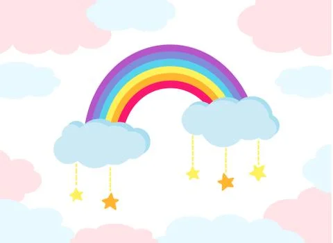 Rainbow bright colored flat cartoon kids vector Stock Illustration