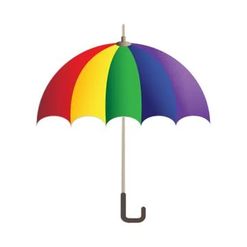 Rainbow bright umbrella simple icon Stock Illustration