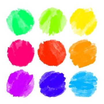 Rainbow brush painted nine round strokes. Artistic abstract designs for backg Stock Illustration