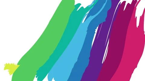 Rainbow brush strokes creating a vibrant artistic pattern Stock Footage 348132061