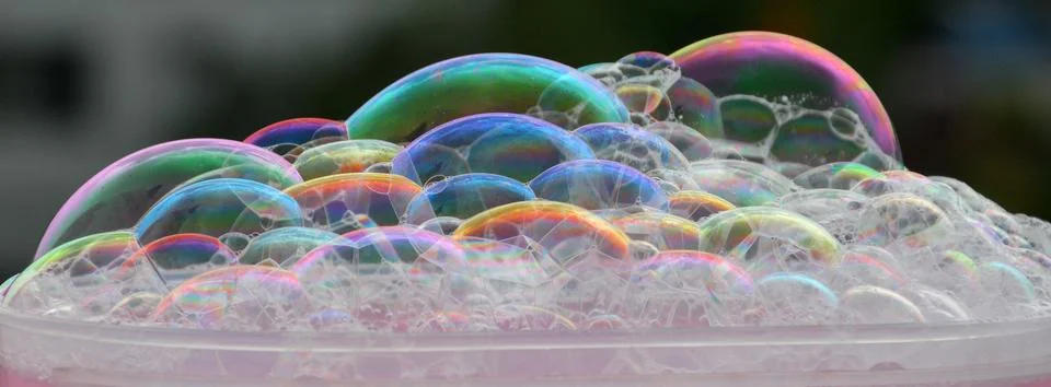 Rainbow Bubble isolated in black.Abstract background Foto stock