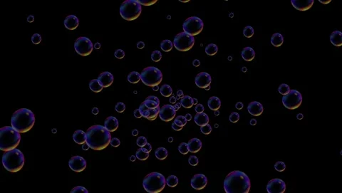 Rainbow Bubbles Floating on Black Background soap water Stock Footage 317546142