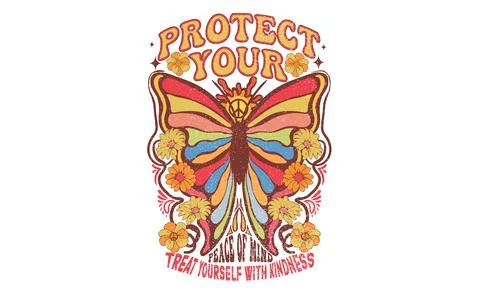 Rainbow butterfly artwork. Stock Illustration