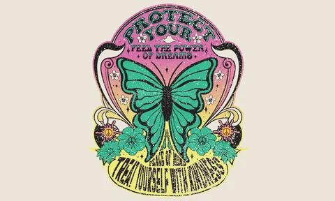 Rainbow butterfly artwork. Stock Illustration