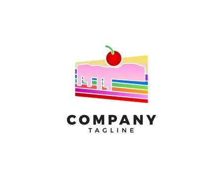 Rainbow cake illustration vector template logo for bakery cake restaurant Stock Illustration