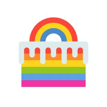 Rainbow cake vector illustration, flat style icon Illustrazione stock