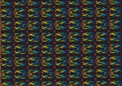 Rainbow Calligraphic Pattern Black Vector Background Stock-Illustration