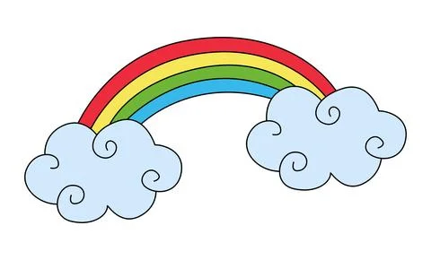A rainbow cartoon on white background Stock Illustration