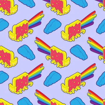 Rainbow cat sandwich pattern seamless. pet Vector texture Illustrazione stock