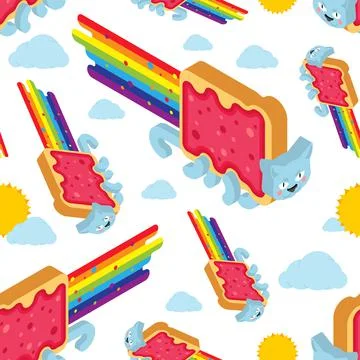 Rainbow cat sandwich pattern seamless. pet Vector texture Illustrazione stock