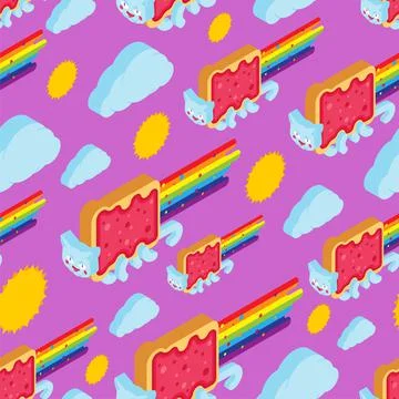 Rainbow cat sandwich pattern seamless. pet Vector texture Illustrazione stock