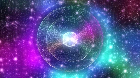 Rainbow Center Circles Galaxy Particles Shaking Animation Stock Footage 276186196