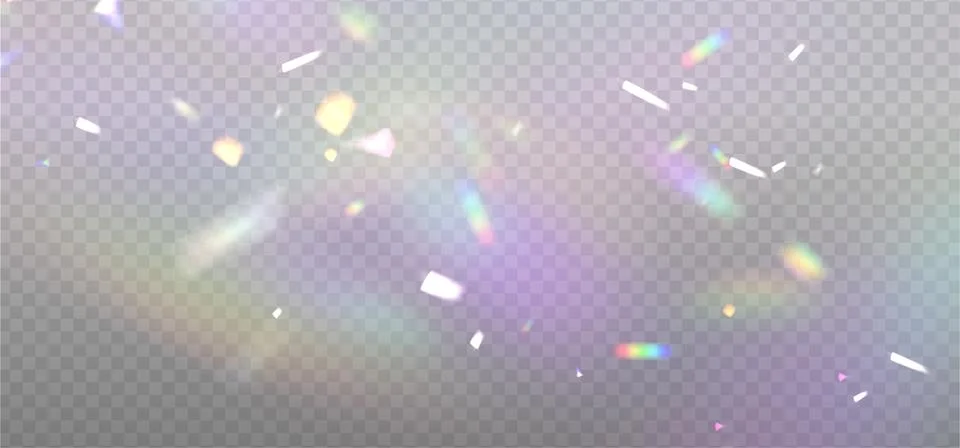 Rainbow chaotic reflection light prism effect on light background. Hologram Stock Illustration