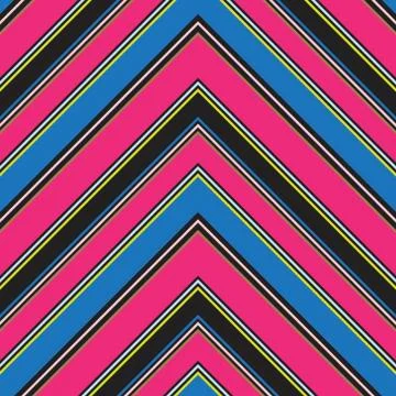 Rainbow Chevron Diagonal Stripes seamless pattern background Stock Illustration