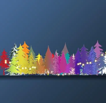 Rainbow Christmas tree card Foto stock