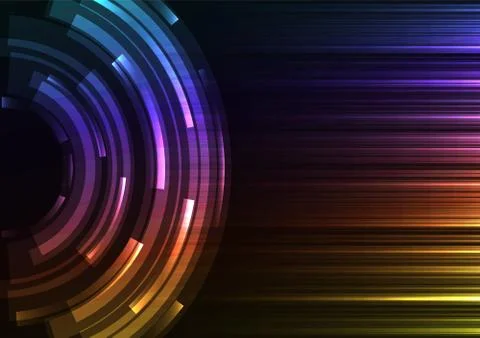 Rainbow circle digital abstract pixel layer background Illustrazione stock