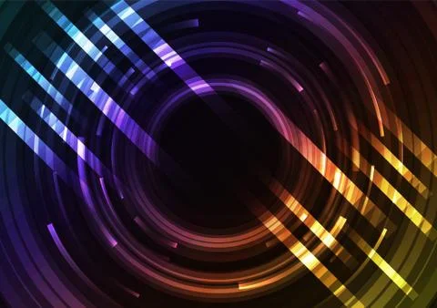 Rainbow circle digital abstract pixel layer background Stock Illustration