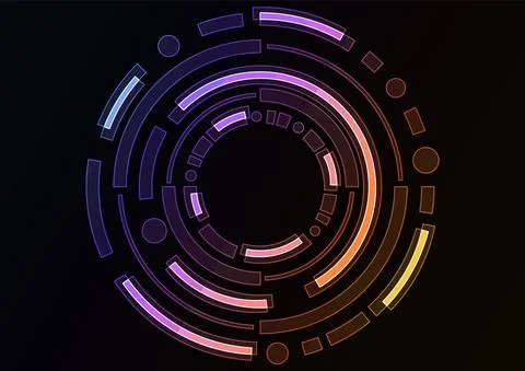 Rainbow circle digital layer abstract background Stock Illustration