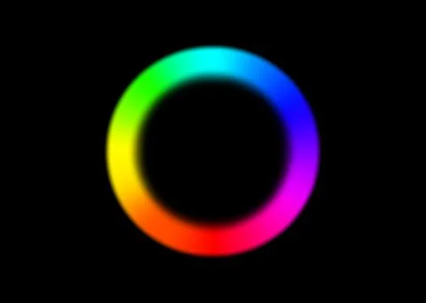 Rainbow circle radial gradient frame isolated on black background. Vibrant Stock Illustration