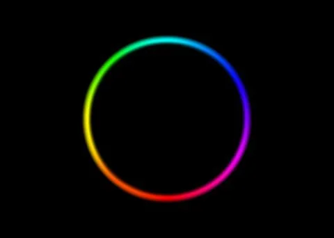 Rainbow circle radial gradient frame isolated on black background. Vibrant Stock Illustration