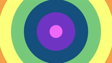 Rainbow circle transition, colourful rings wipe animation on a black background Stock Footage 155177387