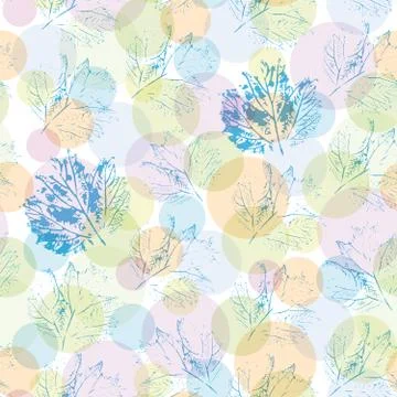 Rainbow circles, leaves. Seamless pattern. abstract backdrop vector Stock Illustration