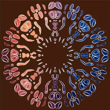 Rainbow circular ornament on a brown background Stock Illustration