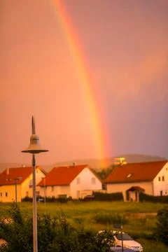 Rainbow in the city Stock Photos
