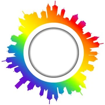Rainbow city skyline Stock Illustration