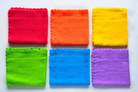 Rainbow cloth patterns isolated on white background, red, orange, yellow, gre Stock Photos