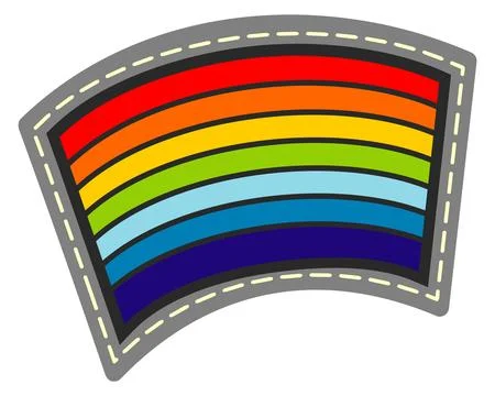 Rainbow clothes patch. Colorful world harmony symbol Stock Illustration