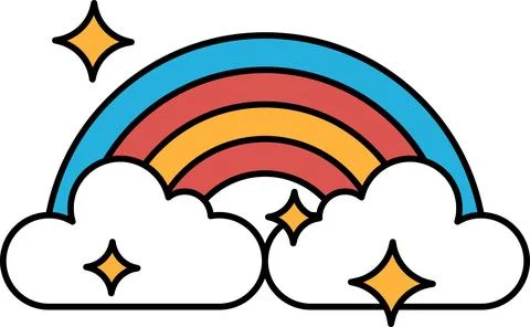 A rainbow with a cloud in the background 스톡 일러스트