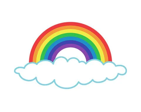 Rainbow With Cloud On Blue Background. Rainbow vector illustration Illustrazione stock