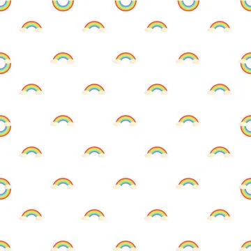 Rainbow cloud cartoon seamless pattern repeating background Stock Illustration