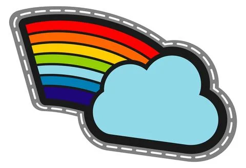Rainbow cloud color patch. Funny magic sticker Stock Illustration