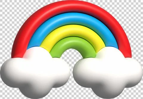Rainbow with cloud icon 3d, emoji rainbow cute for message social Stock-Illustration