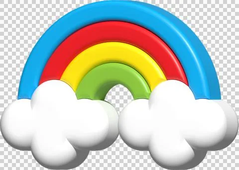 Rainbow with cloud icon 3d, emoji rainbow cute for message social Stock Illustration