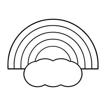 Rainbow Cloud Line Art Icon Weather Nature Outline Illustration Nursery Cli.. Ilustración de archivo
