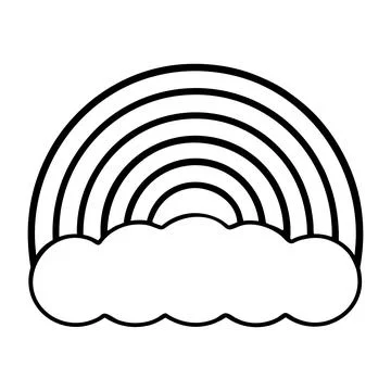 Rainbow Cloud Line Art Icon Weather Nature Outline Illustration Nursery Cli.. Ilustración de archivo