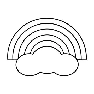 Rainbow Cloud Line Art Icon Weather Nature Outline Illustration Nursery Cli.. Ilustración de archivo
