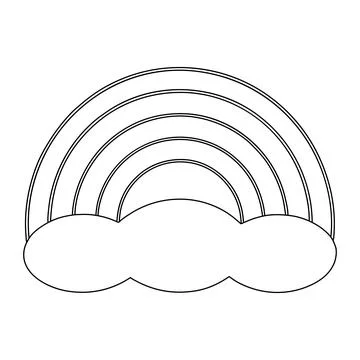 Rainbow Cloud Line Art Icon Weather Nature Outline Illustration Nursery Cli.. Ilustración de archivo