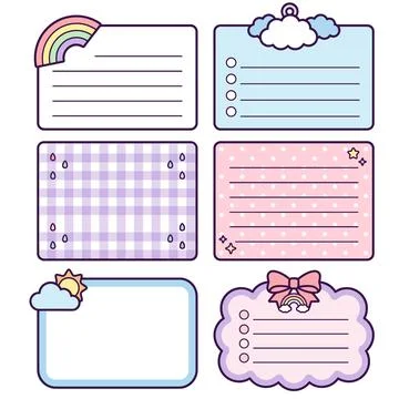 Rainbow Cloud Sticky Note Bundle 스톡 일러스트
