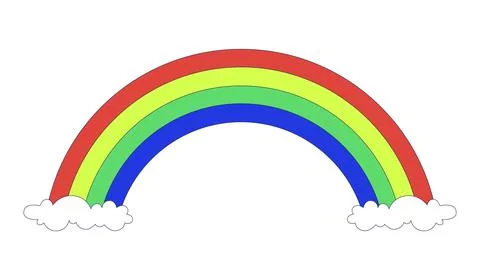 Rainbow with clouds 2D cartoon object Stock Illustration