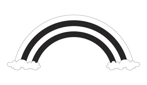 Rainbow with clouds 2D line object Stock Illustration