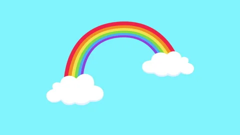 Rainbow with clouds animation on blue sky. Stock Footage 335609206