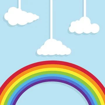 Rainbow with clouds, an animation rainbow with a shadow and clouds. Stock Illustration