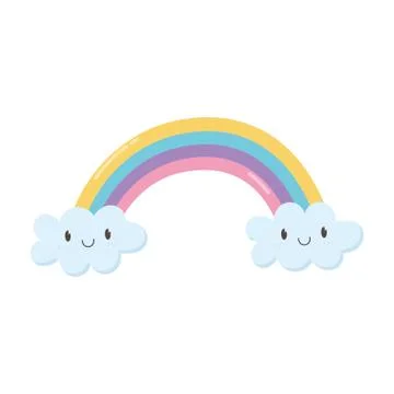 Rainbow clouds fantasy magic cartoon icon design white background Stock Illustration