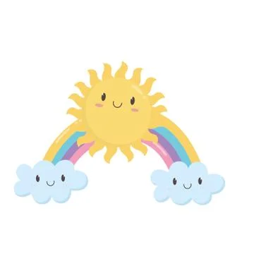 Rainbow clouds fantasy magic cartoon design icon Stock Illustration