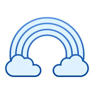 Rainbow in clouds flat icon. Sky blue icons in trendy flat style. Nature Stock Illustration