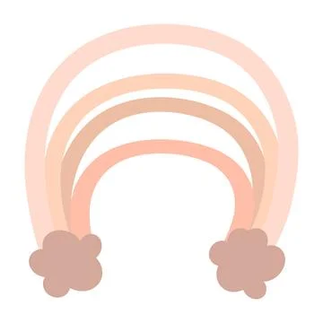 Rainbow with clouds hand drawn illustration. Vector isolated on white background Stock Illustration